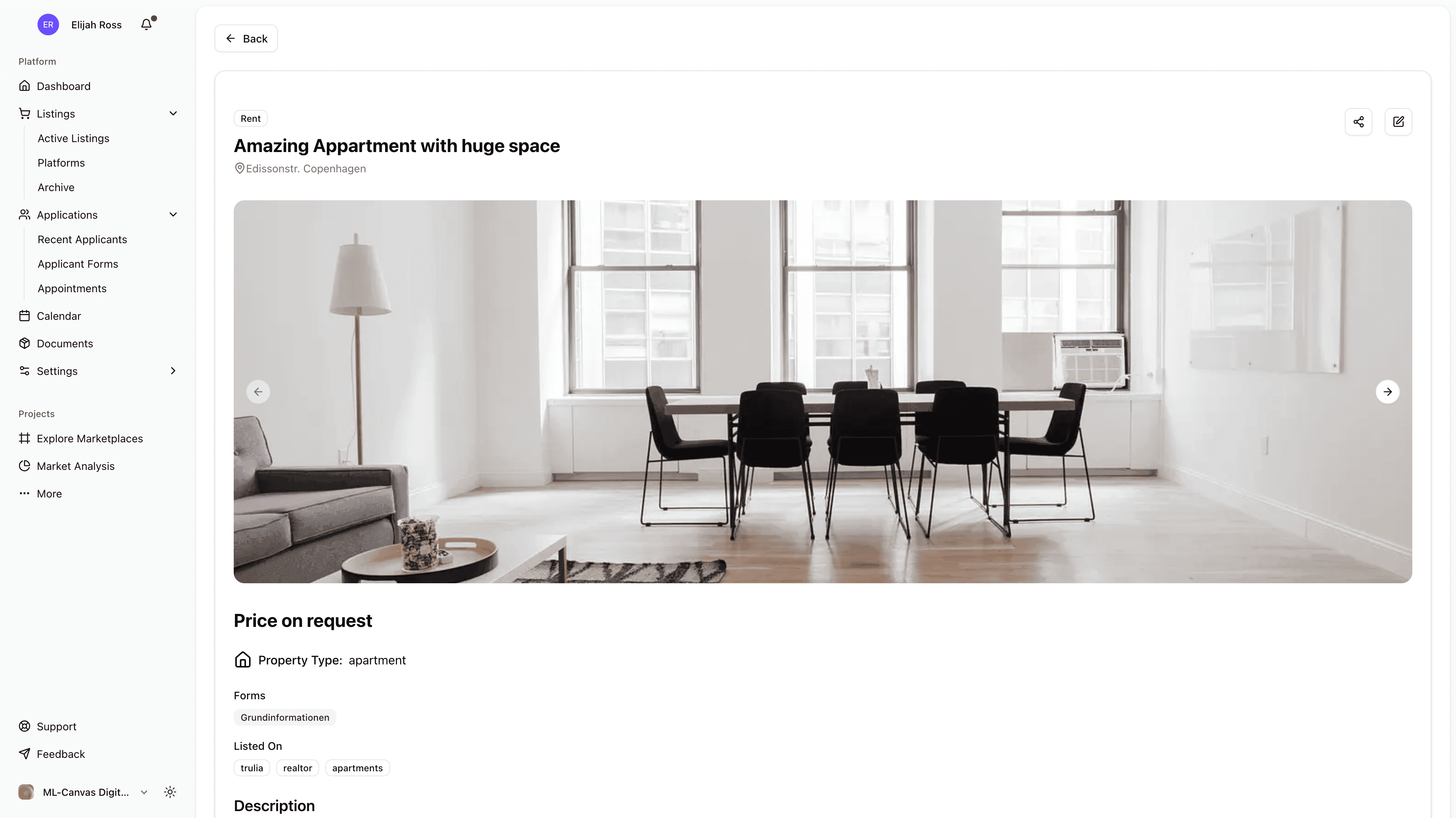 Edit Listing Screenshot